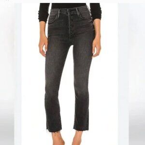 Mother Pixie Dazzler Ankle Fray High-Rise Black gray Skinny Jeans 24